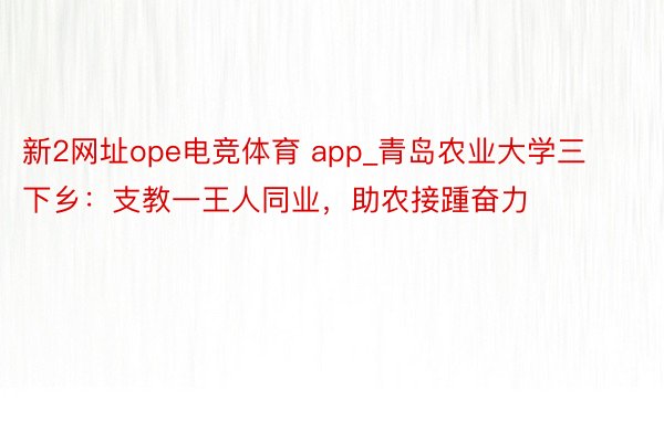 新2网址ope电竞体育 app_青岛农业大学三下乡：支教一王人同业，助农接踵奋力